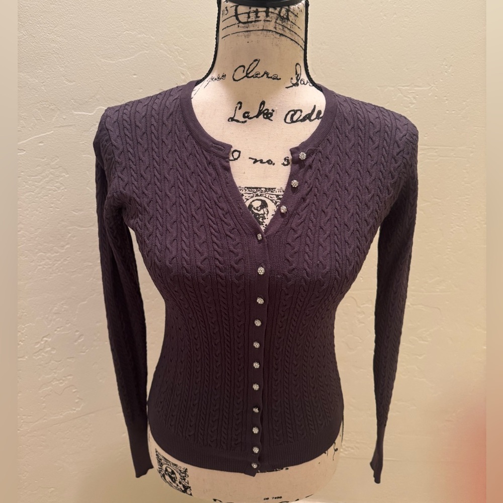Zara cable knit sweater with rhinestone buttons, very elegant and classy
